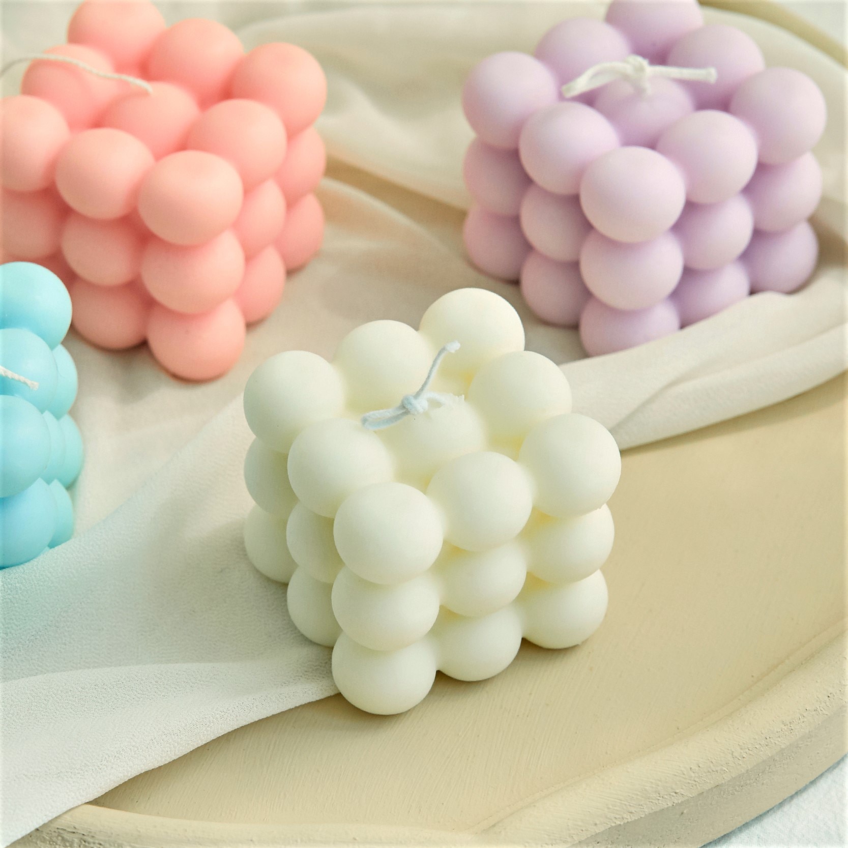 Luxury Aromatherapy Bubble-Cube Wax Candle Set