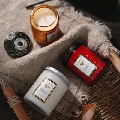 luxurious scented candle in glass jar