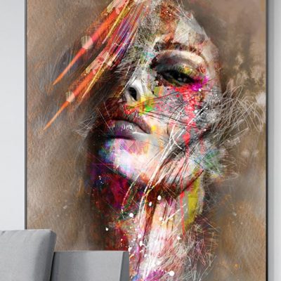 colorful graffiti woman portrait