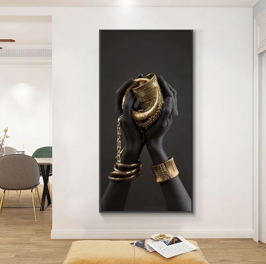 golden woman painting wall art collection