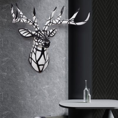 embellished deer head wall sculpture