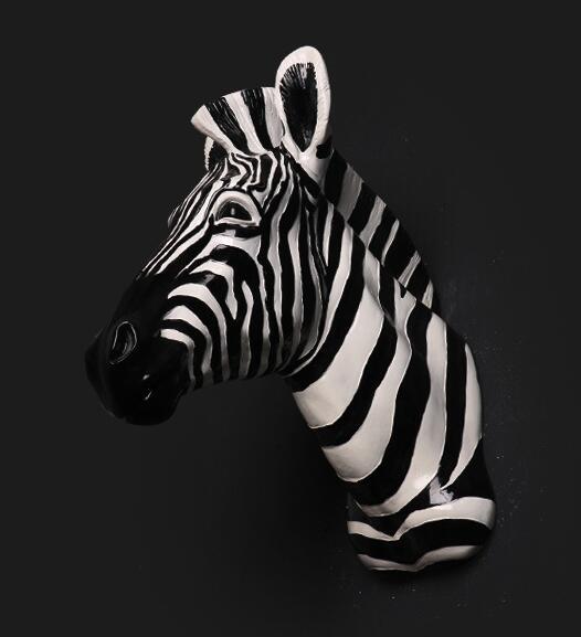 White and black striped Large Zebra Head Wall Sculpture