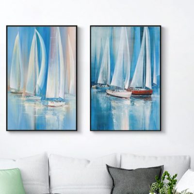 abstract sail boat wall art painting