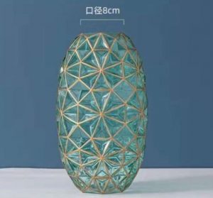 green geometric flower vase