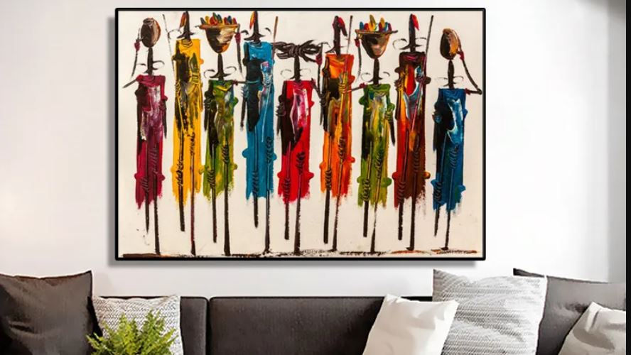colorful people abstract wall art painting