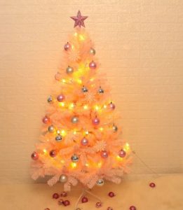 Pink Christmas Trees With Accessories