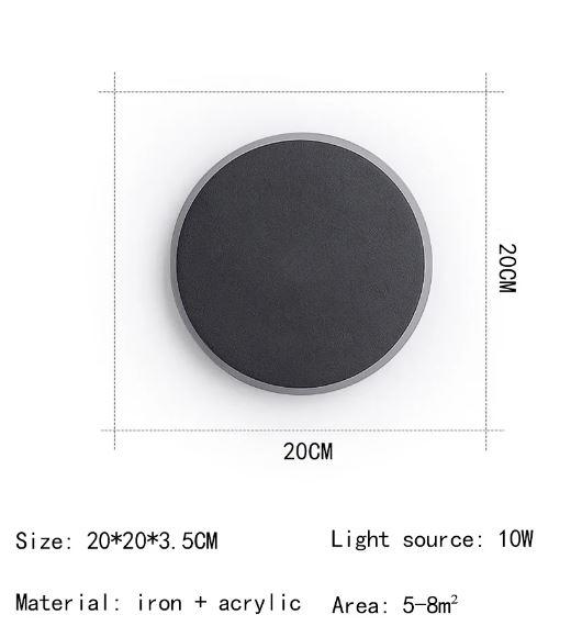 Round Touch Sensor LED Wall Spotlight size