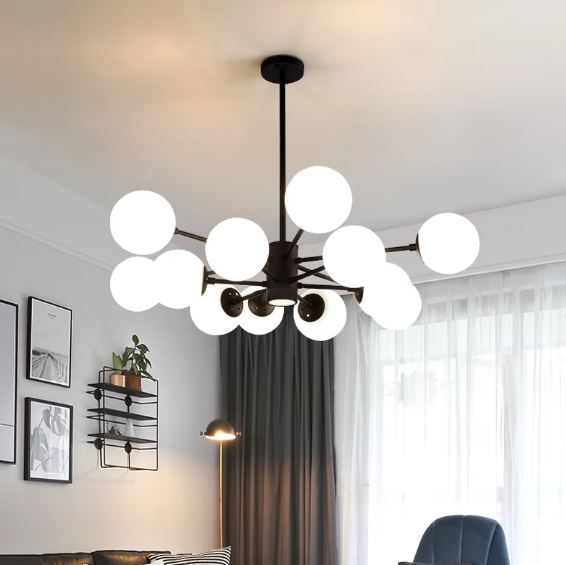 6 or 12 Glass Bubble Chandelier black