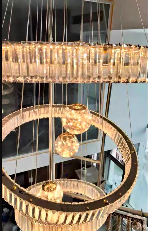 High Ceiling Modern Luxury Chandelier Light close look