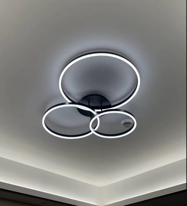 3 Rings Acrylic Flush Chandelier Light black