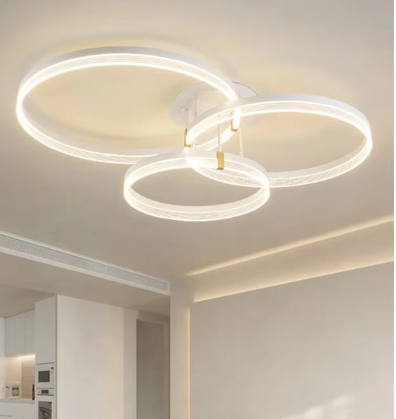 3 Rings Acrylic Flush Chandelier Light white