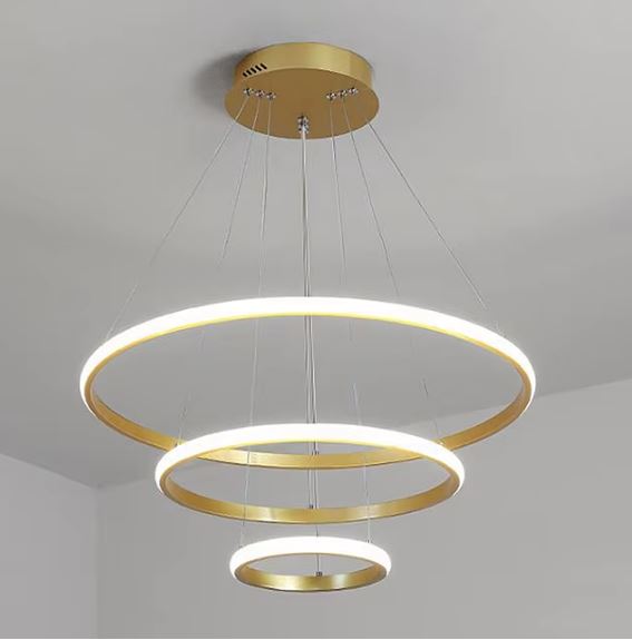 Adjustable Rings Pendant Chandelier Light Gold