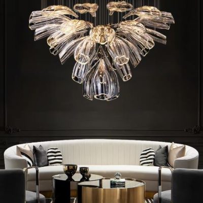 Luxury Transparent Glass Flower Chandelier