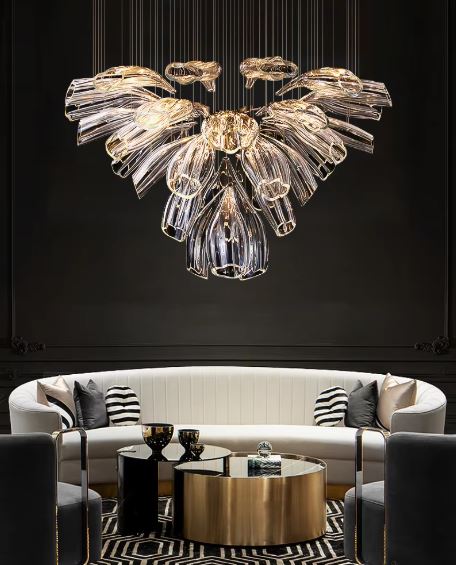 Luxury Transparent Glass Flower Chandelier