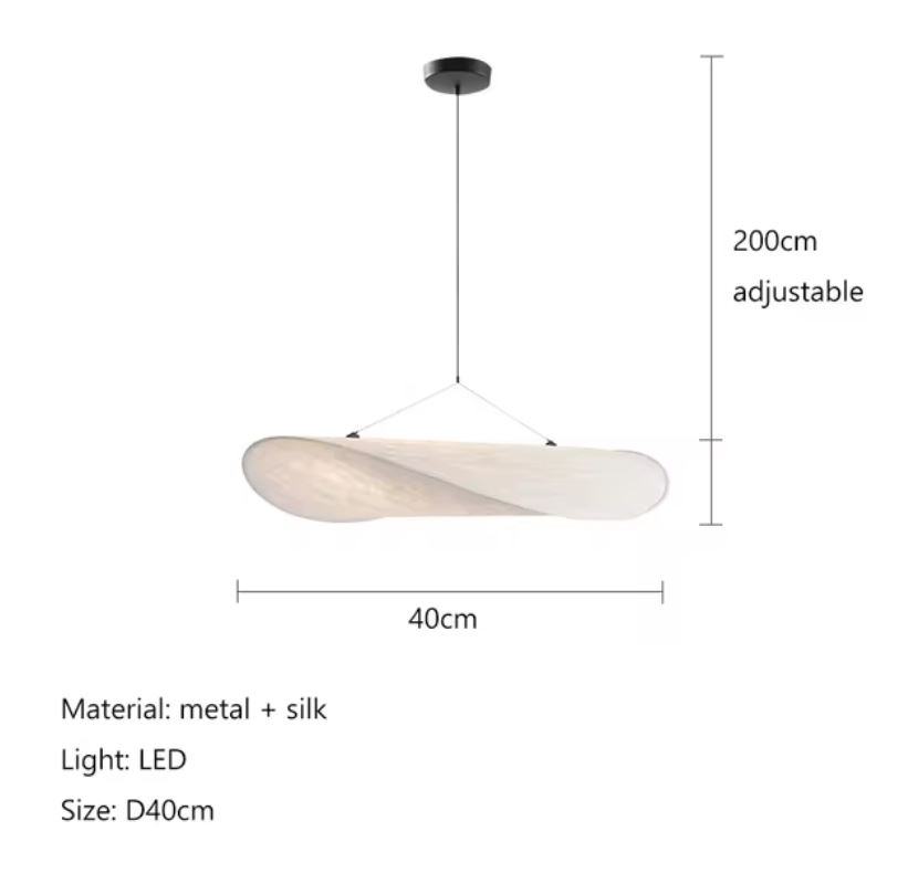 Minimalist Silk Wabi Sabi Pendant Chandelier Light 40cm