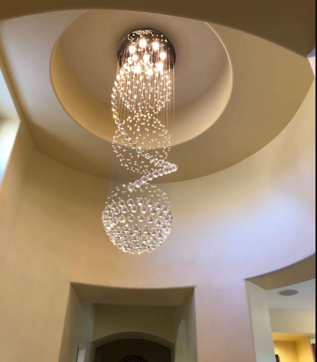 3 Layers Crystal Chandelier For High Ceiling light review