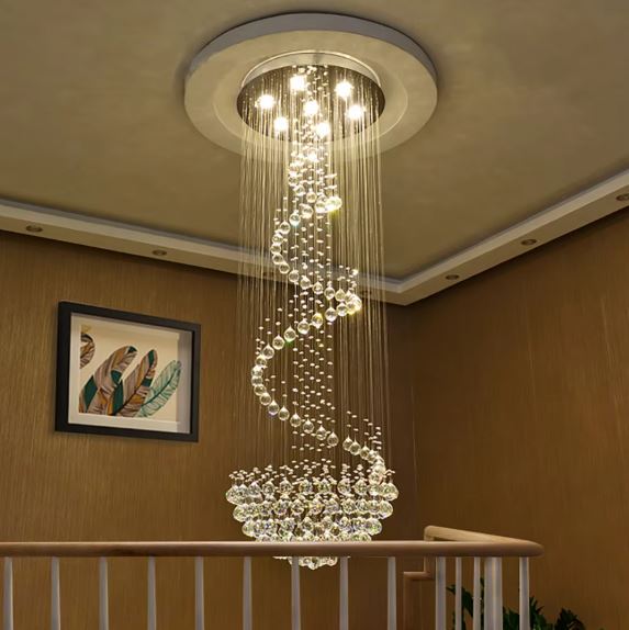 Aqua Spiral Crystal Chandelier light