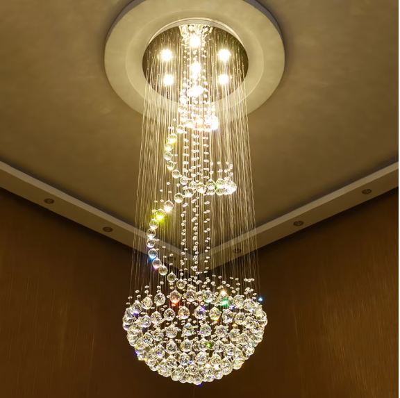 Aqua Spiral Crystal Chandelier