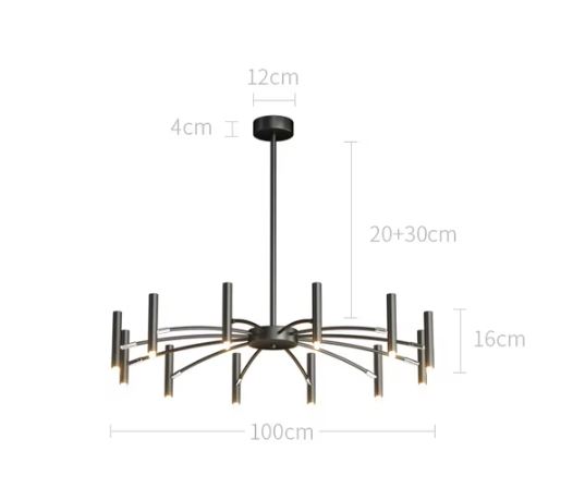 Black Flush Chandelier For Sitting Room 100cm