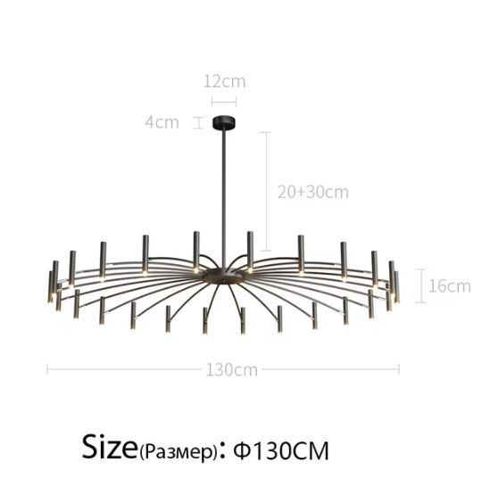 Black Flush Chandelier For Sitting Room 130cm