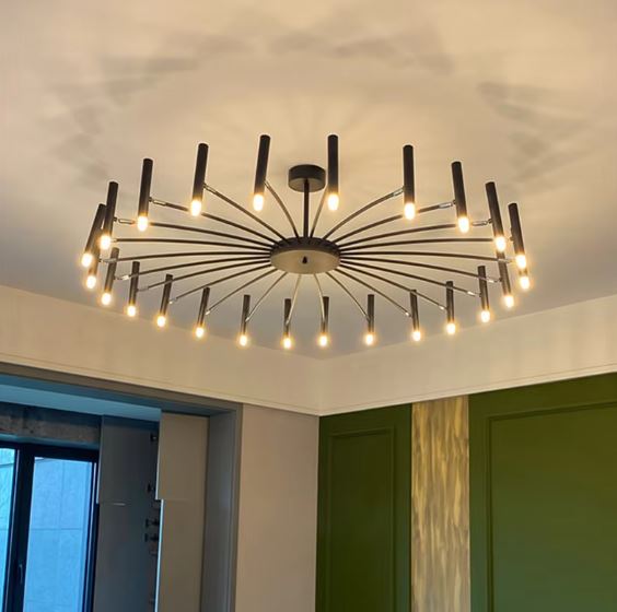 Black Flush Chandelier For Sitting Room 24 heads