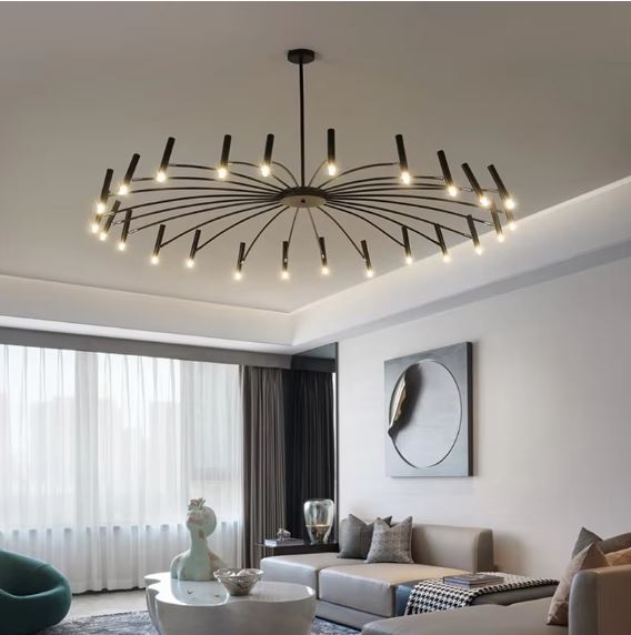 Black Flush Chandelier light For Sitting Room