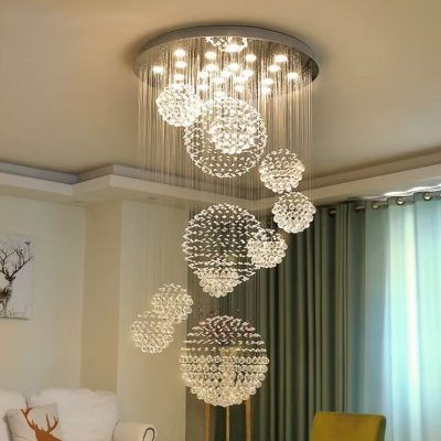 Crystal Rain Chandelier For High Ceiling