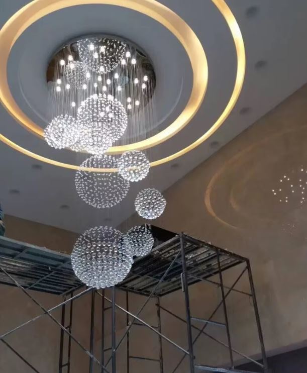 Crystal Rain Chandelier For High Ceiling real