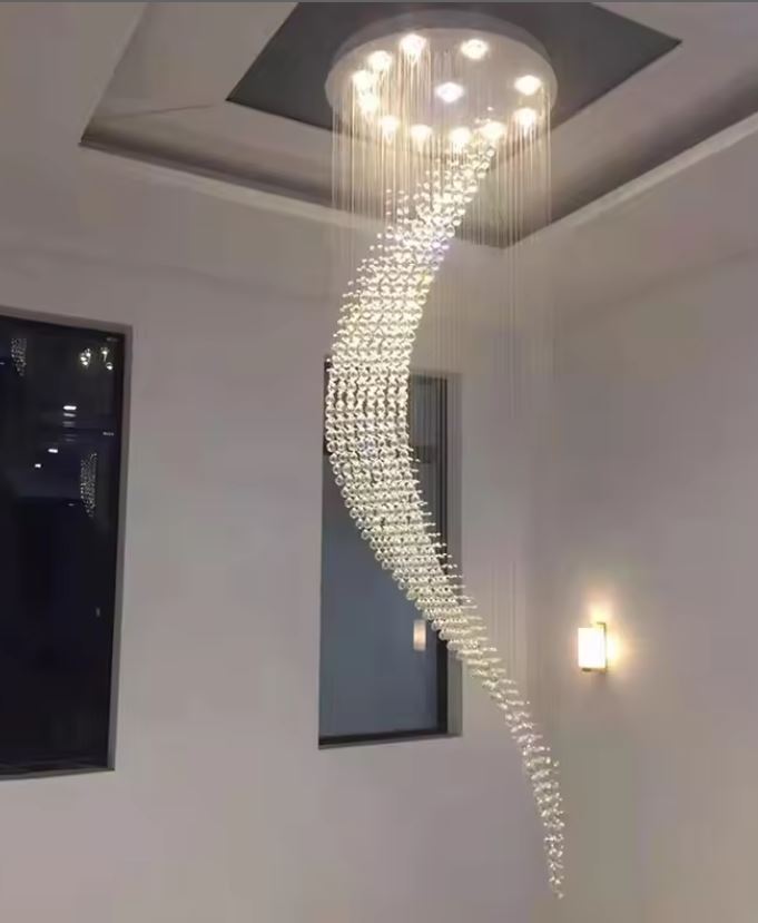 Ethereal Swirl Luxury Chandelier Light installed