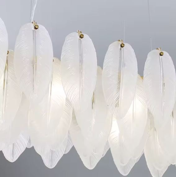 Feather Leaves Luxury Chandelier details