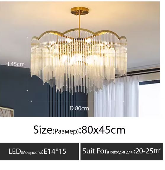 Gold Glass Chandelier Light specification