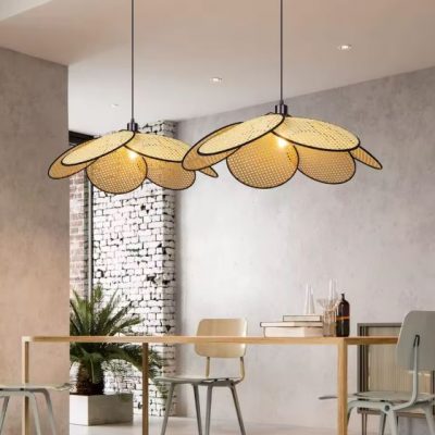 Aesthetic Retro Rattan Ceiling Light