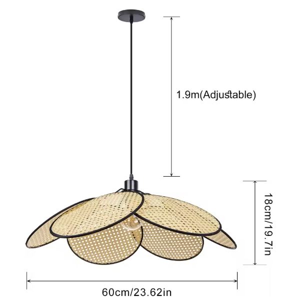 Aesthetic Retro Rattan Ceiling light size